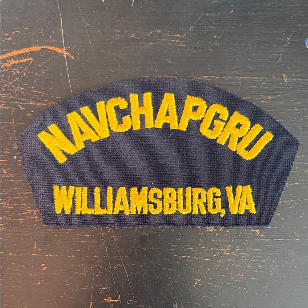 Navy Blue Patch with Yellow Embroidered 'NAVYCHAPGRU'